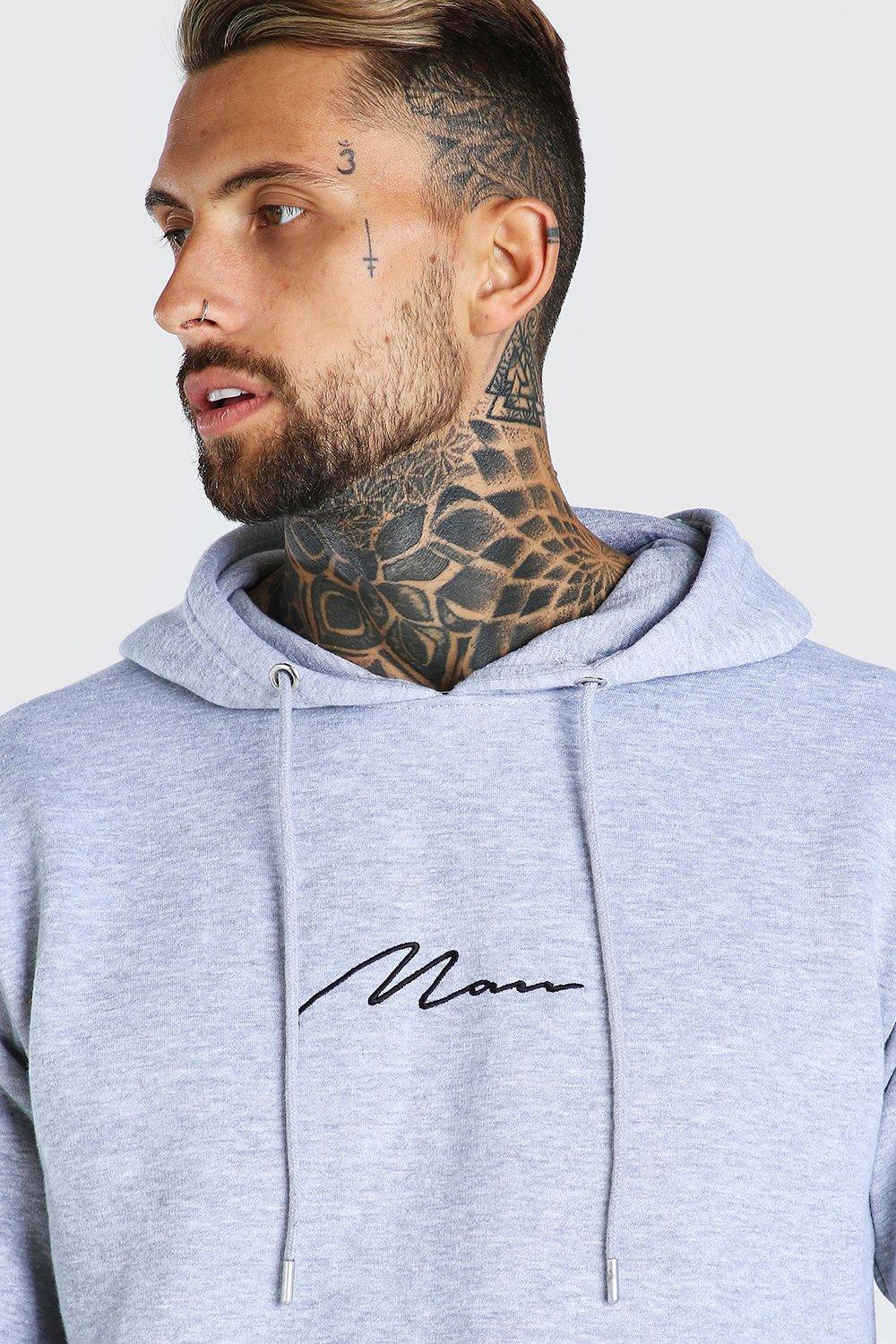 Longline MAN Signature Hoodie With Side Zips boohoo NO